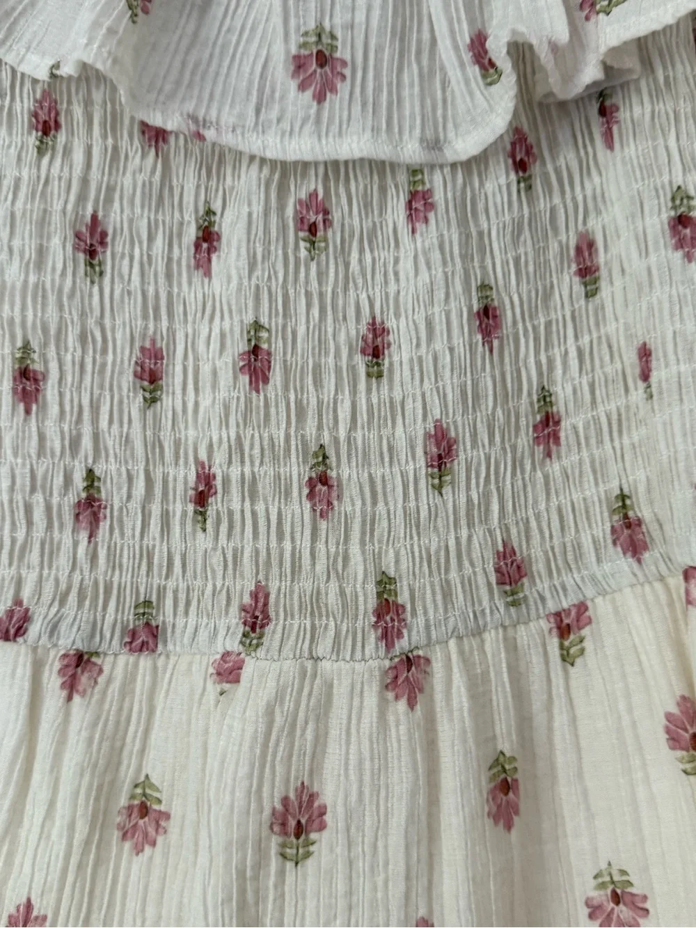Zara Cream One-Shoulder Floral Dress with Pink Rose Print